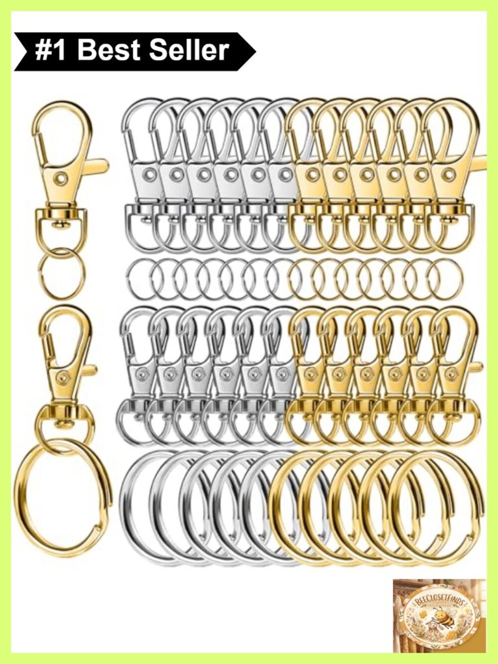 60 PCS Lobster Claw Clasps & Key Rings Keychain Making Kit Jewelry Findings